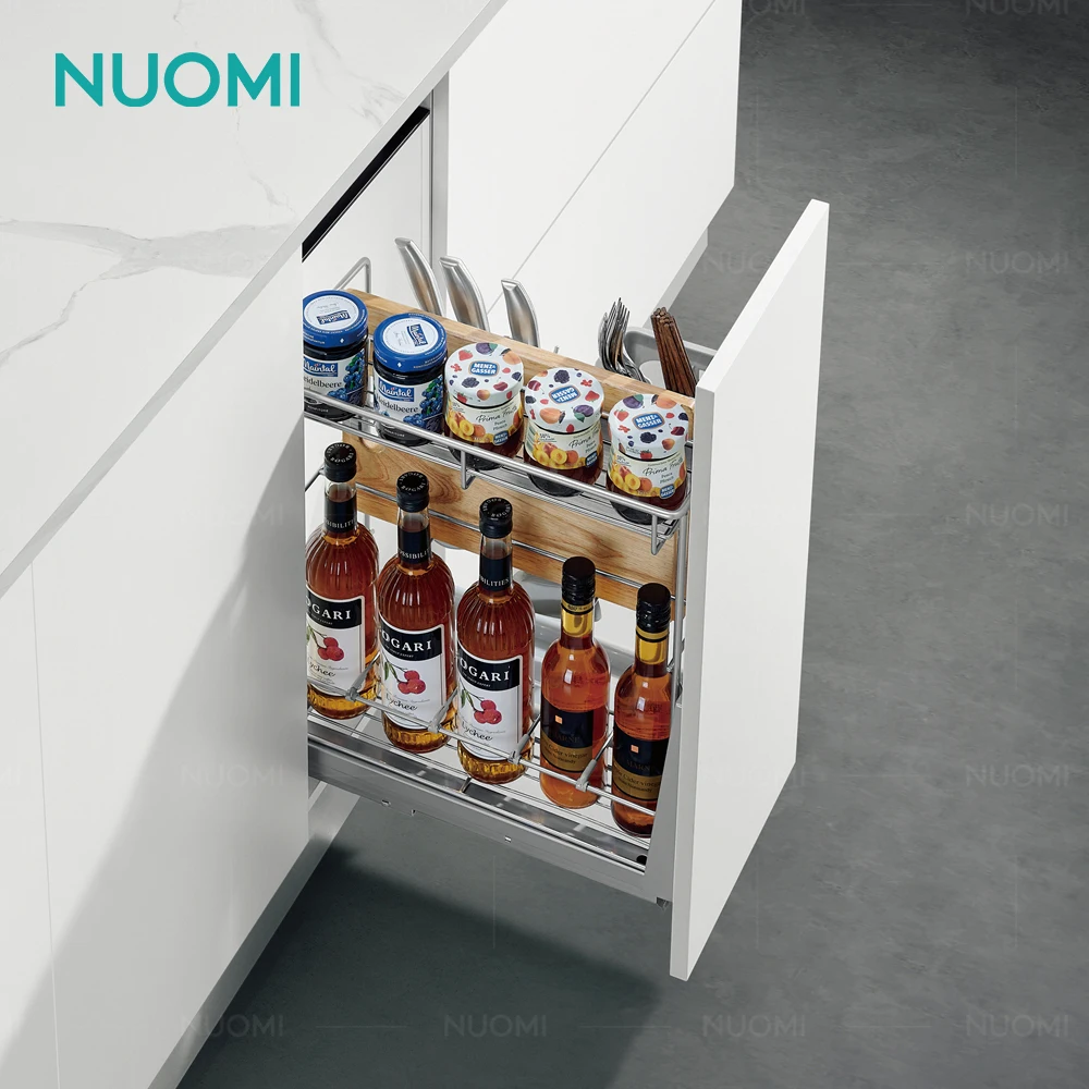 

NUOMI Geek Series 300 350mm Metal Kitchen Cabinet Pantry Pull Out Basket Storage Organizer Unit Seasoning Wire Drawers Basket