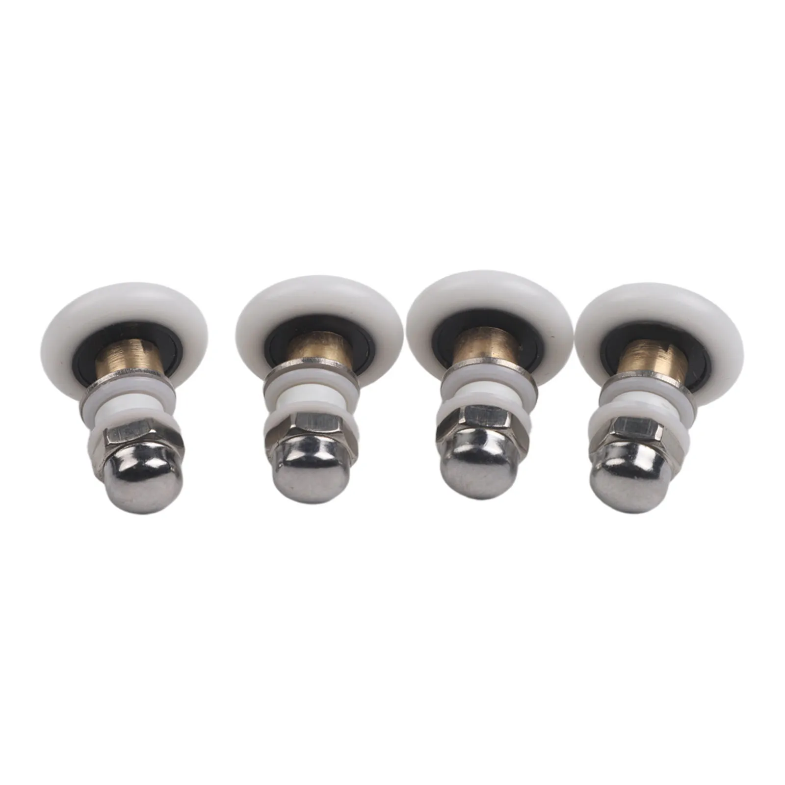Replacement Shower Door Rollers Set of 4 with For Runner Wheels and Brass Center Adjustable for Door Frame Alignment