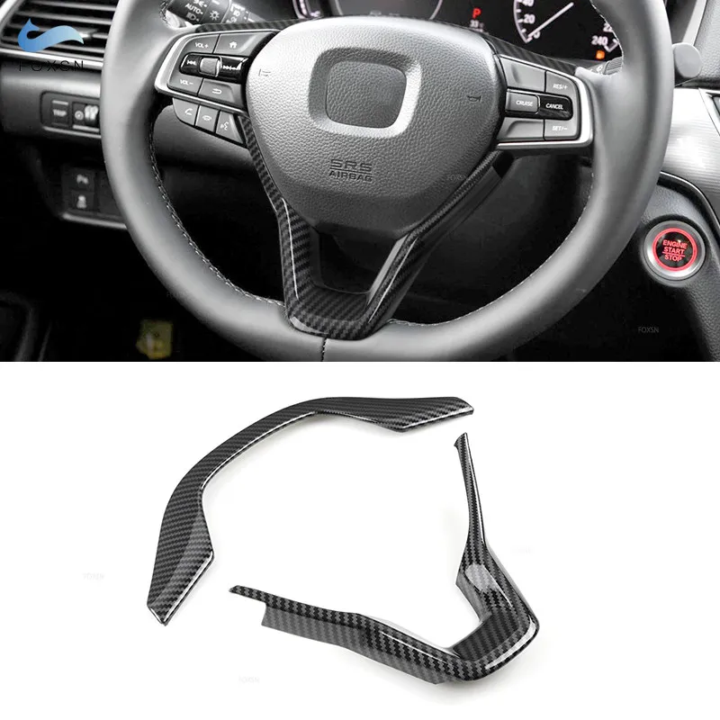 

For Honda Accord 10th 2018 2019 2010 2021 ABS Carbon Fiber Style Interior Steering Wheel Panel Cover Protective Trim