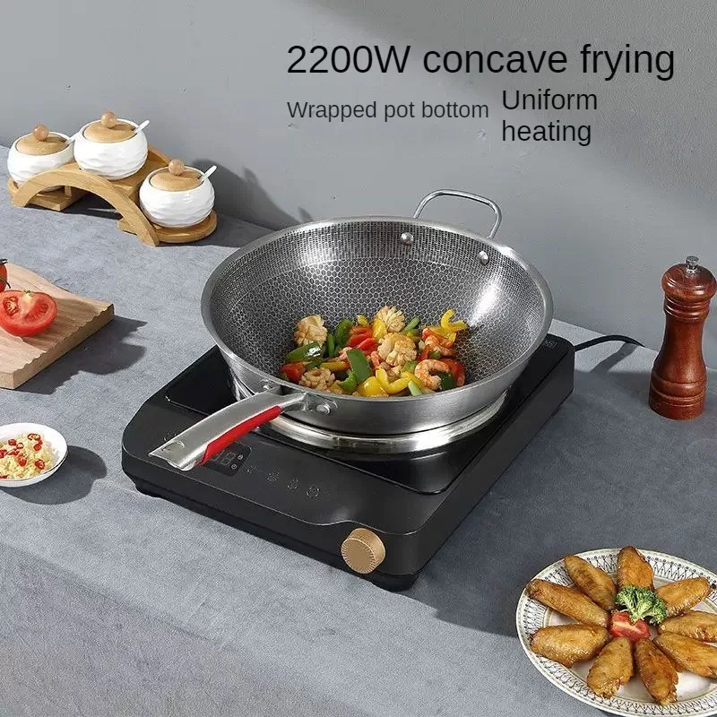 Induction Cooker New Model 2200W 28mm Heating Plate 24 H Timer Child Lock Waterproof Multi-function Concave Induction Cooktop