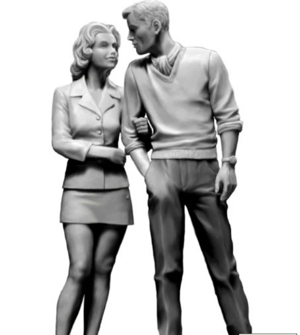 1/24 Proportional Die-casting Resin Model Bob and Sally Happy Couple White Model Unpainted Model Assembly Kit