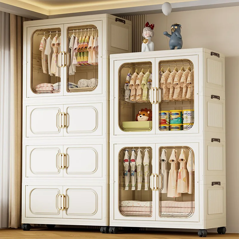 Collapsible No-Install Baby Closet – Heavy-Duty Toy & Clothes Storage Cabinet, Multilayer Organizer for Living Room/Bedroom, Com