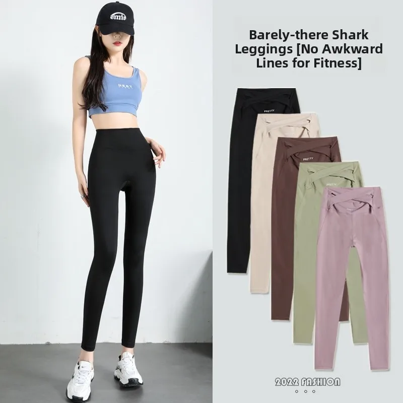 

Спортивные леггинсы для йоги женские, тонкие, облегающие, осенние, новинка, с перекрестной талией, эластичные, базовый слой, длина 7/9