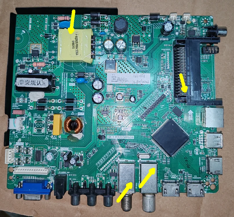 HK.T.RT2938P639  Three in one TV motherboard, tested well, there are 5 types of interfaces in the physical photo, checked well