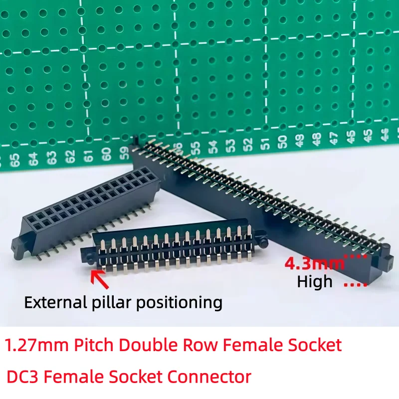 

10PCS 1.27mm Double Row Female Socket 2*2/3/4/5/6/7/10/12/15/20/25/40/50P DC3 Female Socket Connector SMT With positioning post