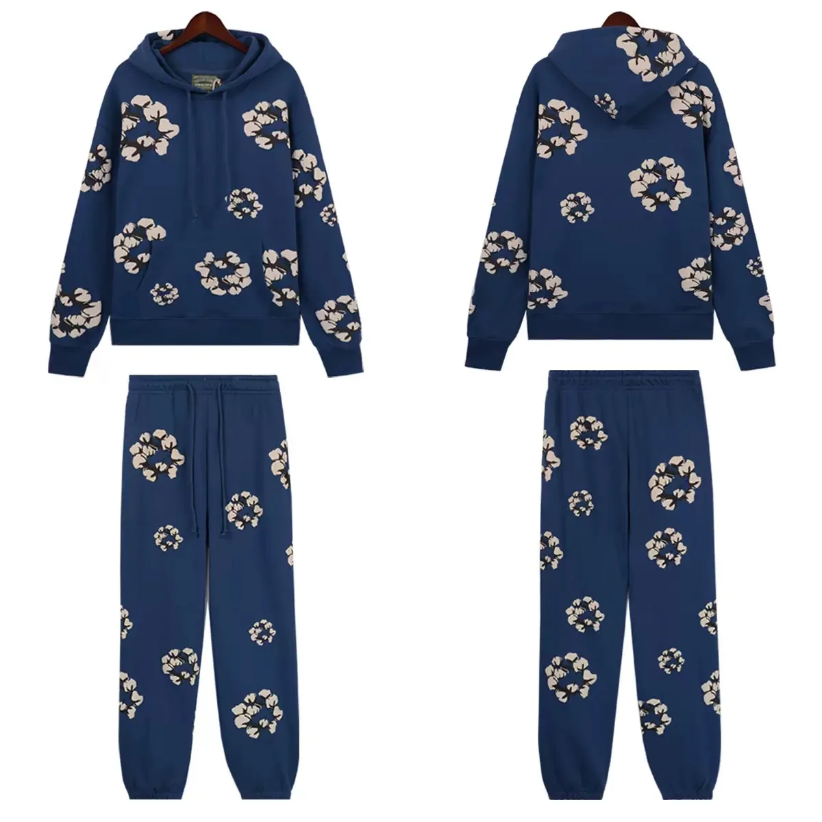 DENIM TEARS Cotton Foam Printed American Hoodie, Hoodie, Pants, Casual Set, Trendy Men's and Women's Hoodies