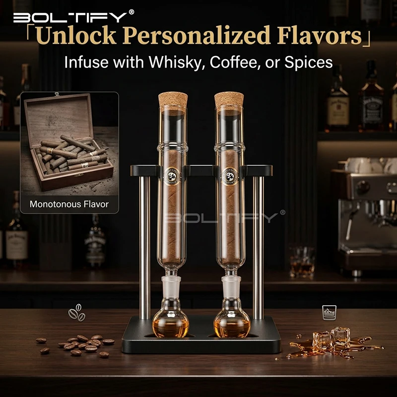 Glass Cigar Tubes Humidor Set Cigar Flavor Infuser Ball Base & Wooden Plug Cigar Incense Glass Tube Set 3D Printing Base