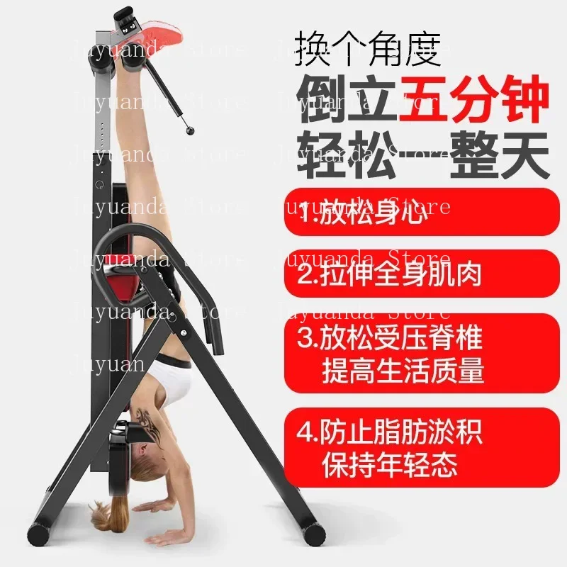 

Back stretching machine for pain relief treatment, gravity heavy duty reverse bed with headrest and adjustable protective strap