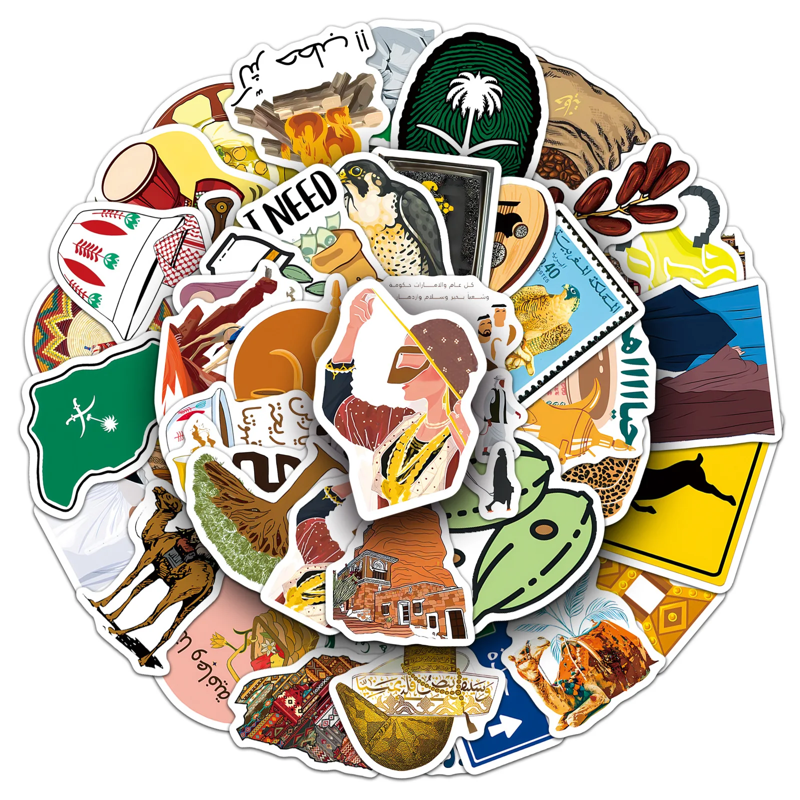 50 STKS Arabische Stijl Stickers Outdoor Reizen Cartoon Creatieve Waterdichte Graffiti Auto Notebook Briefpapier Decoratieve Sticker Speelgoed