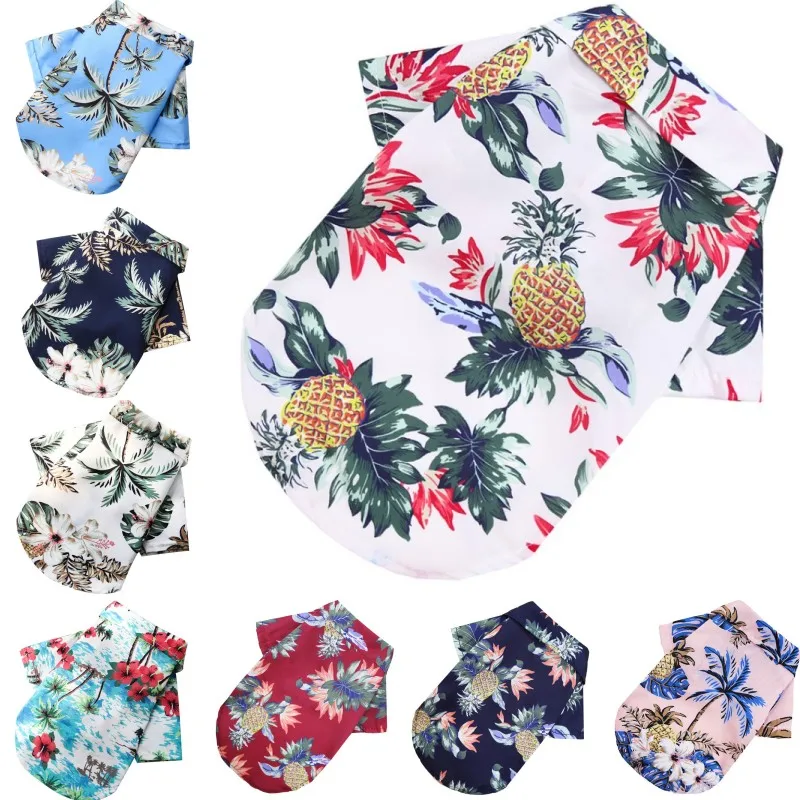 Fashion Hawaiian Beach Style Dog Shirt Summer Pet Dog Clothes Breathable Cat Thin Shirt Cute Print Puppy Vest Chihuahua Clothes