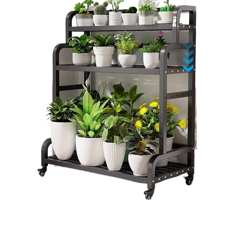 

Flower rack Balcony flower rack Living room floor-to-ceiling new outdoor wrought iron mobile multi-layer flower rack