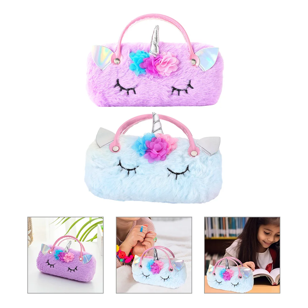 

2 Pcs Eyeglasses Unicorn Case Handheld Sunglasses Storage Box Portable Cute Cases Child