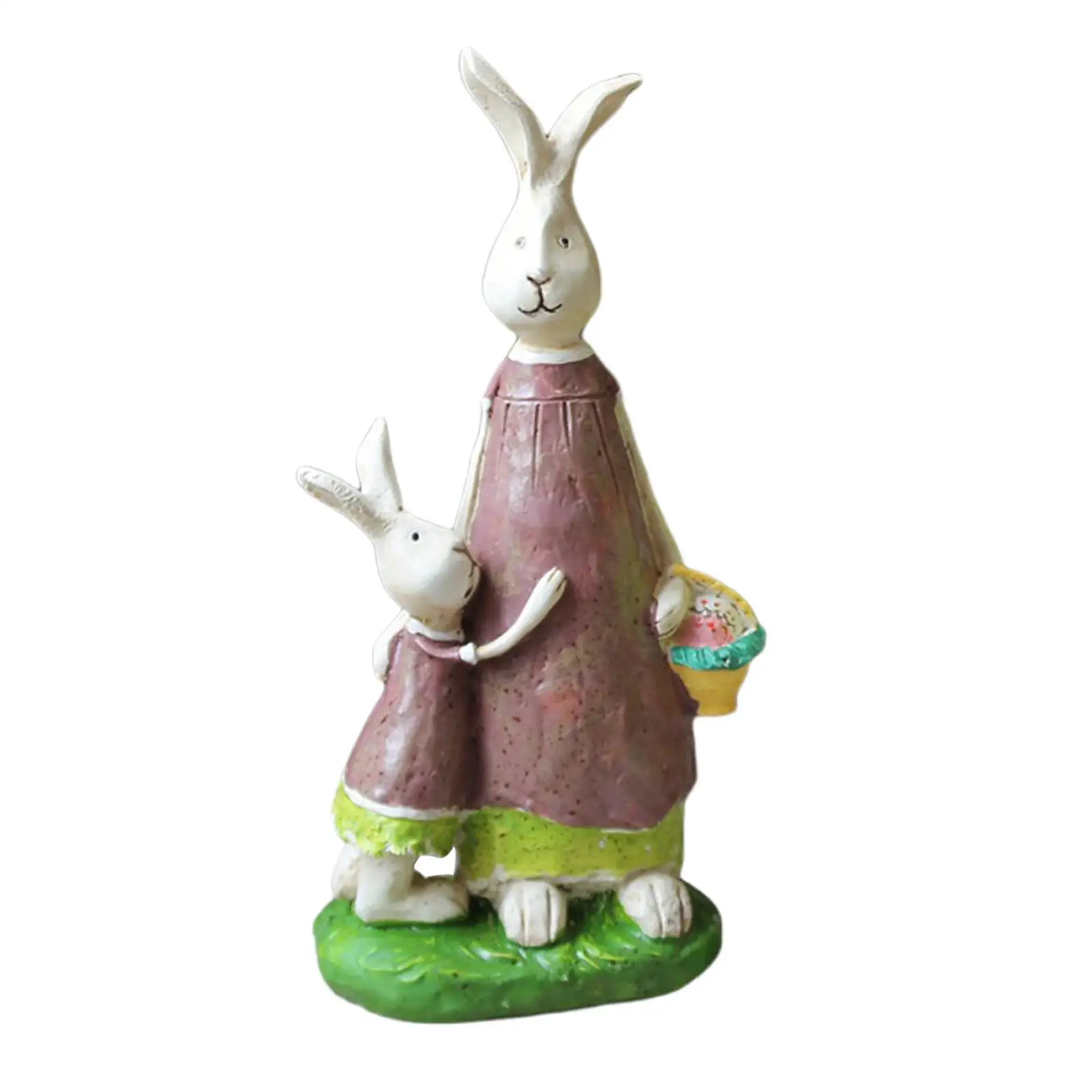 Cute Resin Rabbit Figurine Sculpture Sitting Bunny Statue for Home Decor Easter Spring Ornament Desk Table Shelf Gift