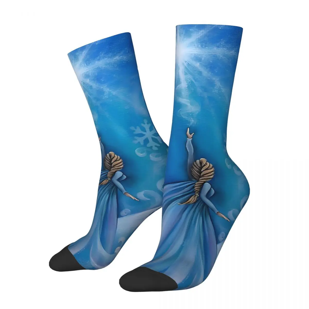 FunnyLet It Go Sock for Men Hip Hop Vintage Disney Frozen Elsa Happy Quality Pattern Printed Boys Crew Sock Novelty Gift