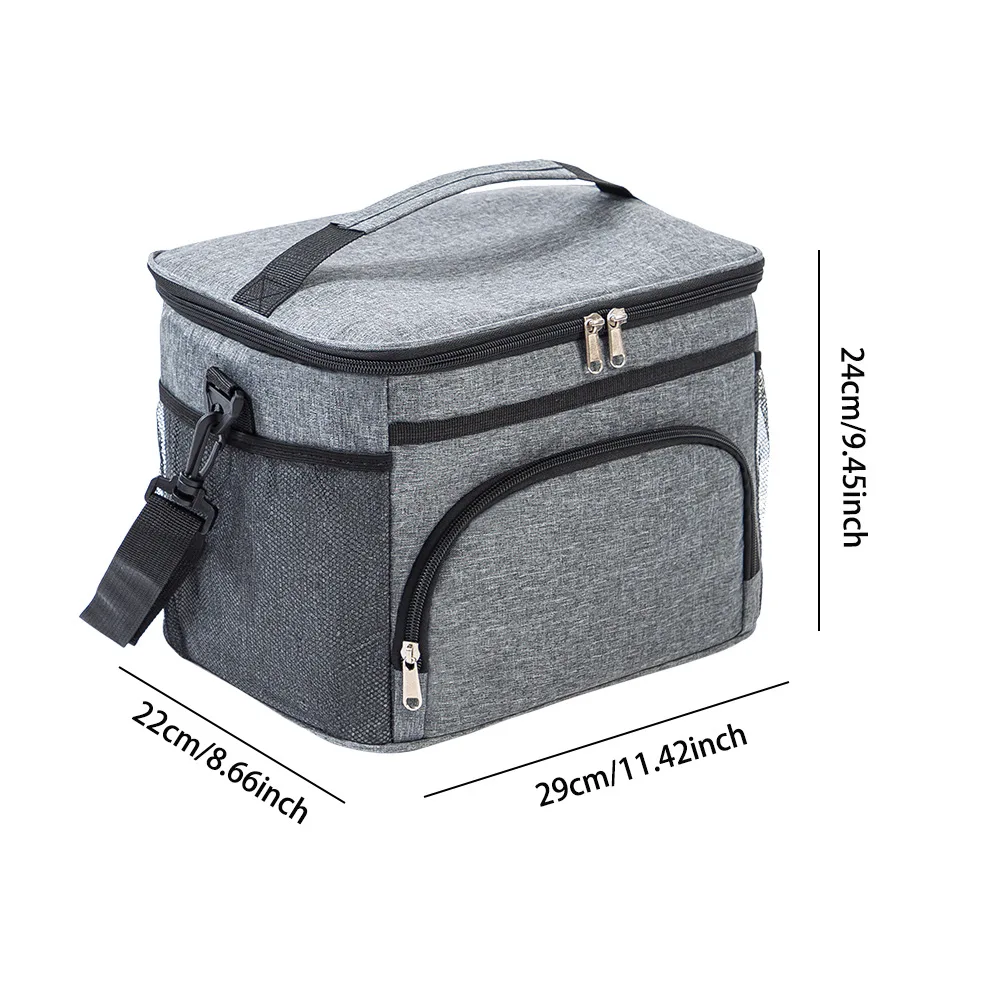 Large Capacity PEVA Waterproof Insulated Picnic Bag Handheld Thermal Lunch Box Tote Portable Food Storage Cooler Bento Carrie