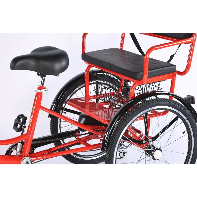 Triciclo com bateria de lítio de 20 polegadas, pedal de pneu de neve, triciclo de potência, freio a disco de pneu áspero