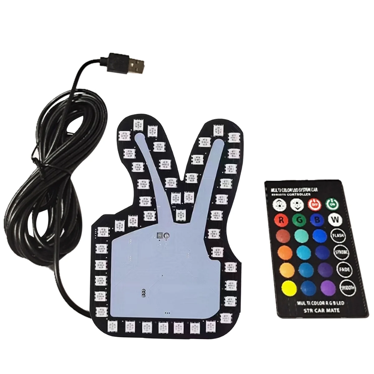 Universal Funny Car Finger Light with Remote Victory Gesture Lamp Glow Panel Sticker for Car Window