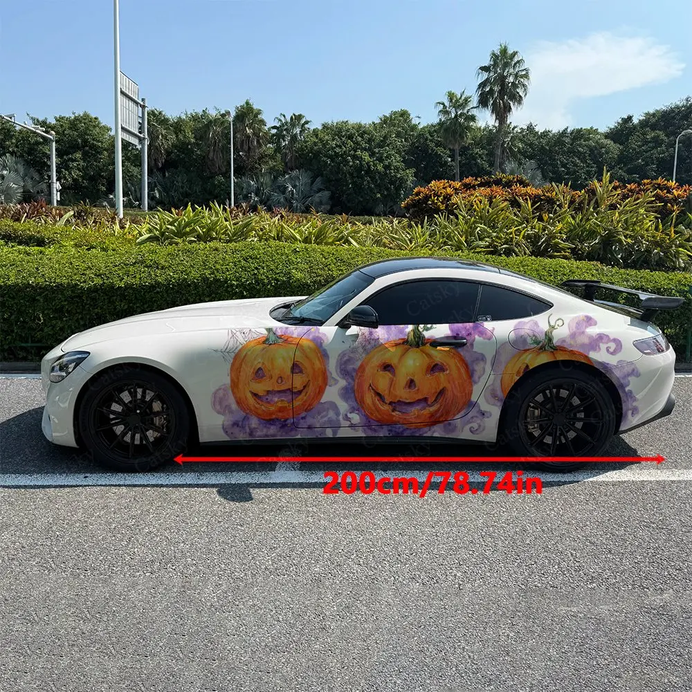 

Halloween Pumpkin Lantern Stickers Car Decal Full Body Decoration Covering Scratches Protect Car Decal Waterproof Car Vinyl Wrap