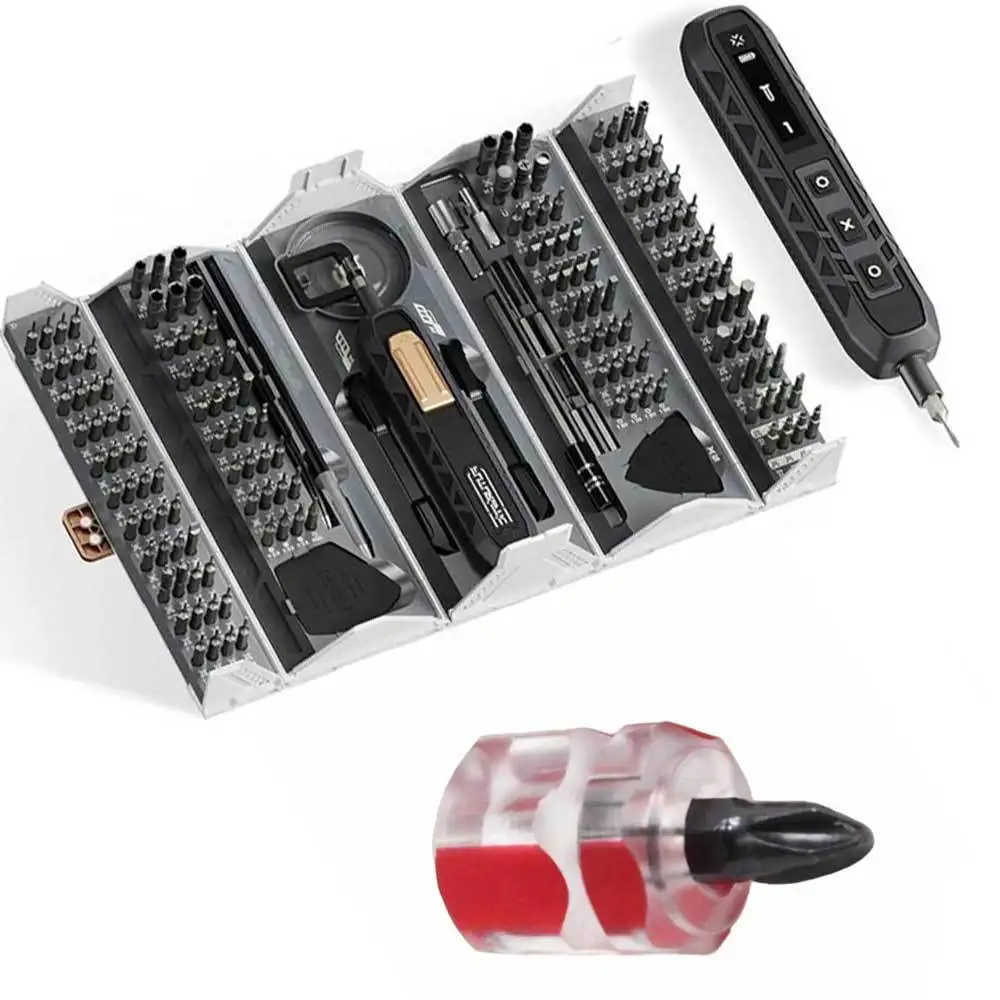 

Mini Portable Slotted & Phillips Screwdriver for Home Repair; Plus 180-in-1 Precision Electric Screwdriver Set, 3 Torque Modes & 160 Magnetic Bits. Ideal Tool Kit for Electronic Disassembly, DIY Projects & Professional Maintenance.