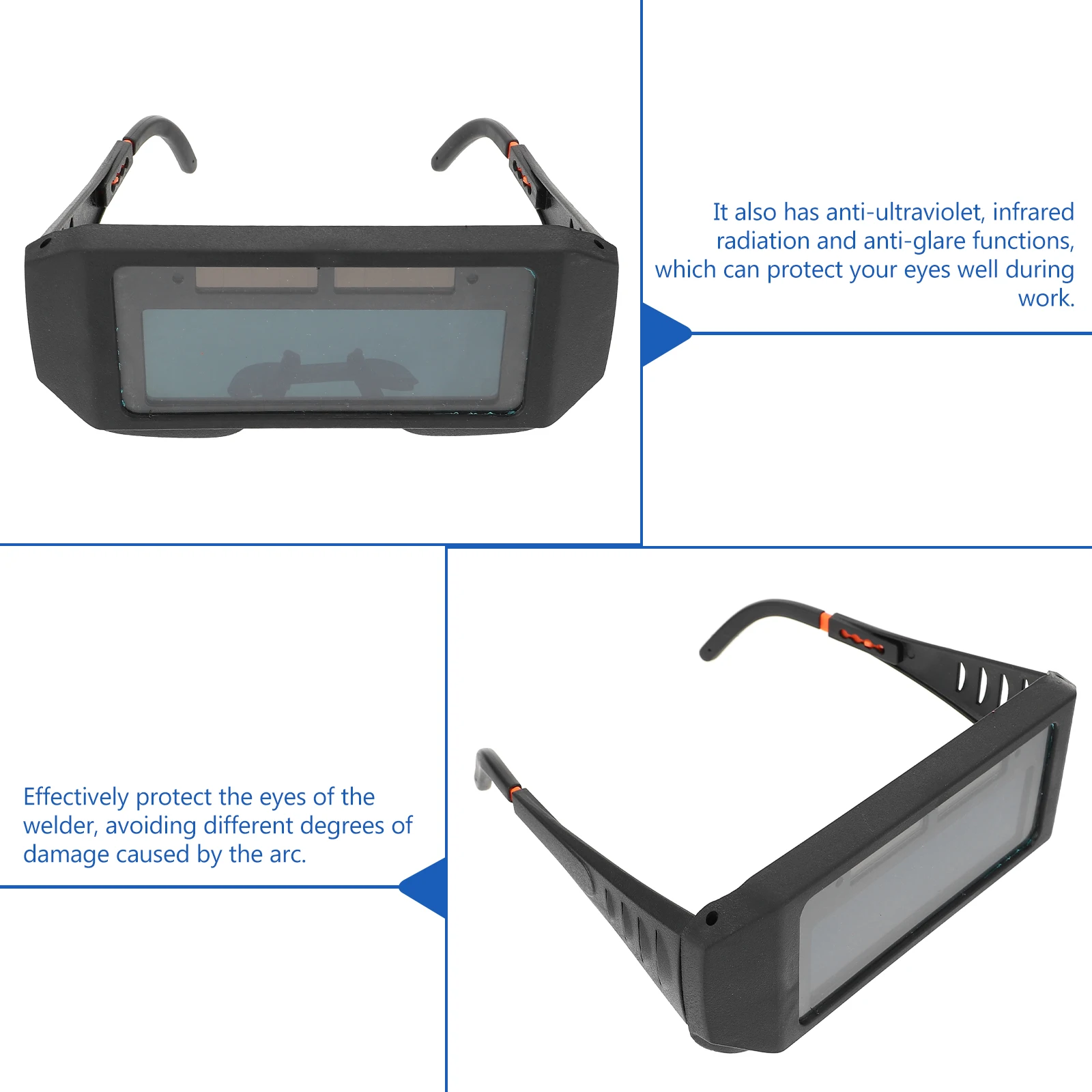 

Auto Darkening Welding Goggles Professional Shade 9-13 Lens Uv Ir Protection For Electric Arc Gas Argon Welding Grinding Cutting