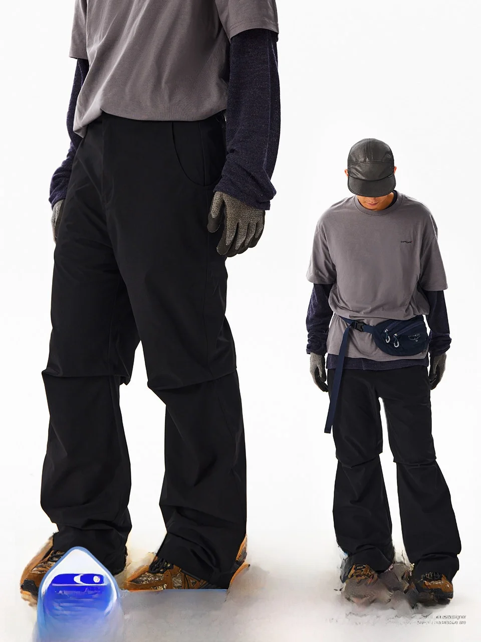 

CryingCenter Detachable Waist Bag Netting Paratrooper Pants Casual Trousers Neutral Scream Center Loose Fit Polyester Fiber