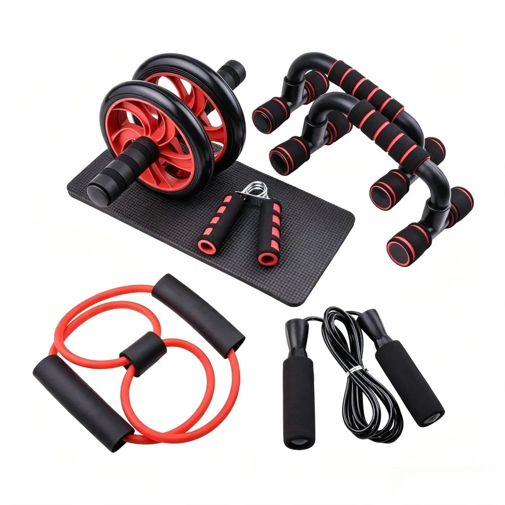 Multi-Functional Ab Roller & Push-Up Bar Set 7-in-1 Core Strength Training Kit Home Gym Fitness Equipment