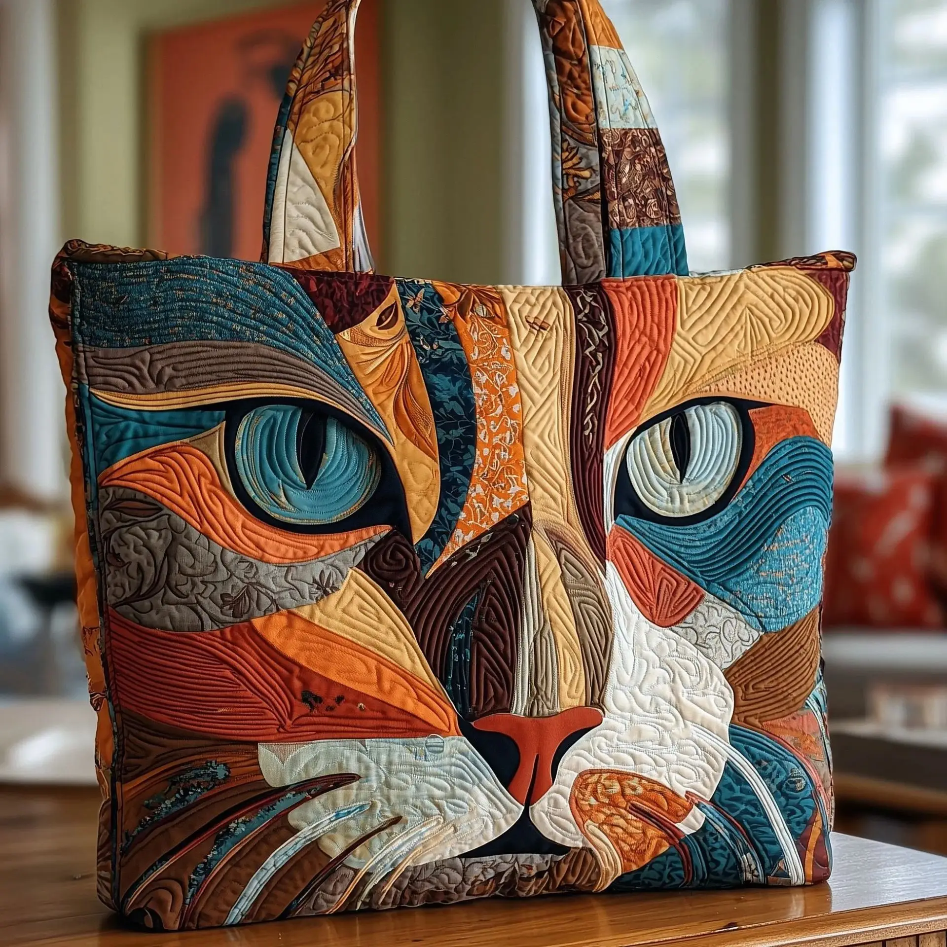 

Сумка-тоут с 3D-печатью и стеганым узором, с изображением милого кота, для покупок, подарков, на плечо, пляжная, дорожная, спортивная, для походов и кемпинга