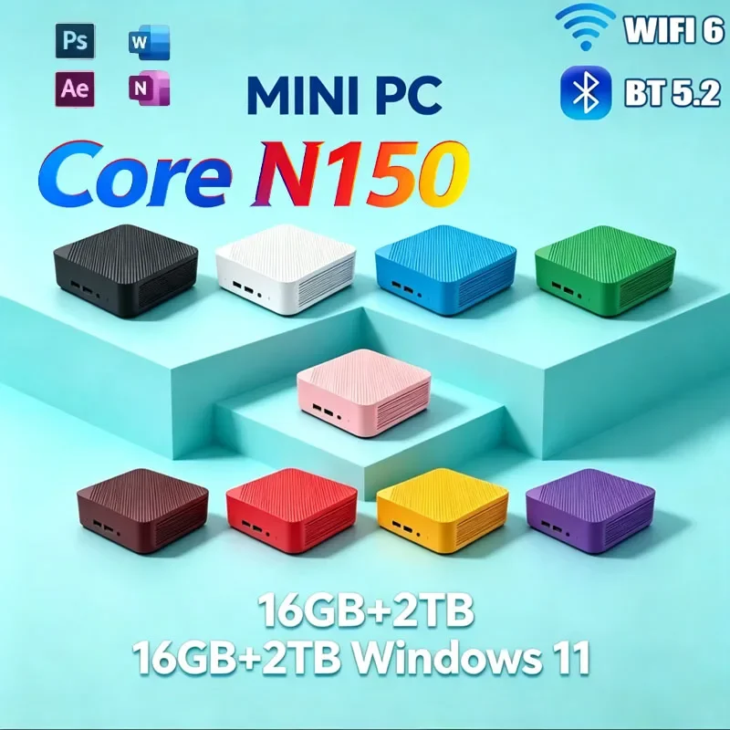 Intel Mini Host Windows 11 Intel N150 Desktop Computer 13 Shades 1TB 2TB SSD Mini PC WIFI6 BT5.2 Micro Pc