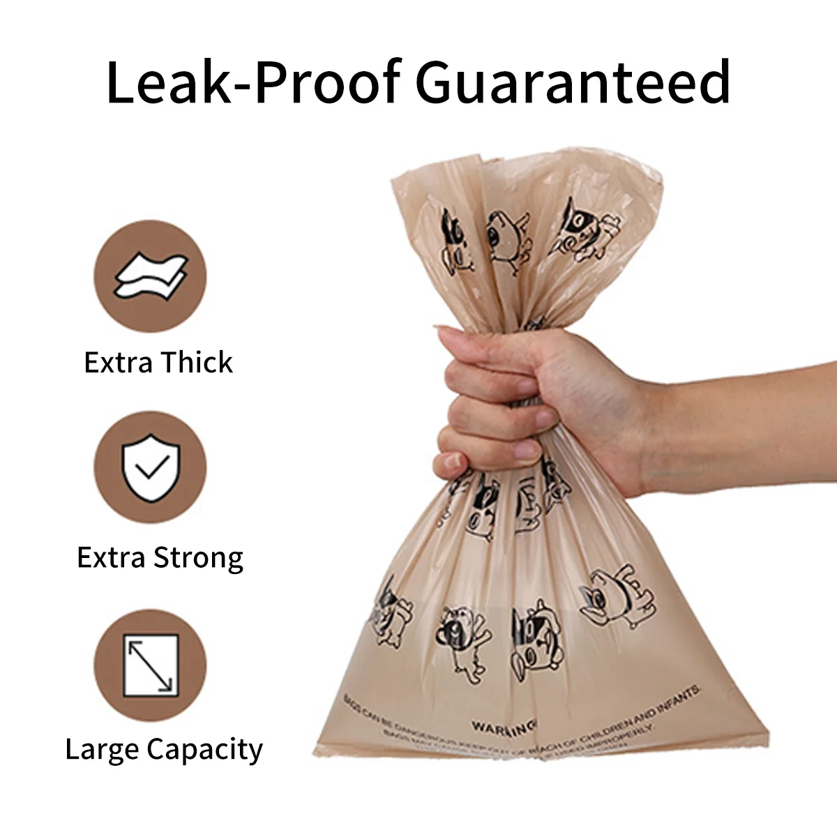 Coffee-Scented Dog Waste Bags, 8/10/18 Rolls Per Box, 1.3 Mil Thick Silky Bags, Extra Thick Leak-Proof and Odor-Resistant