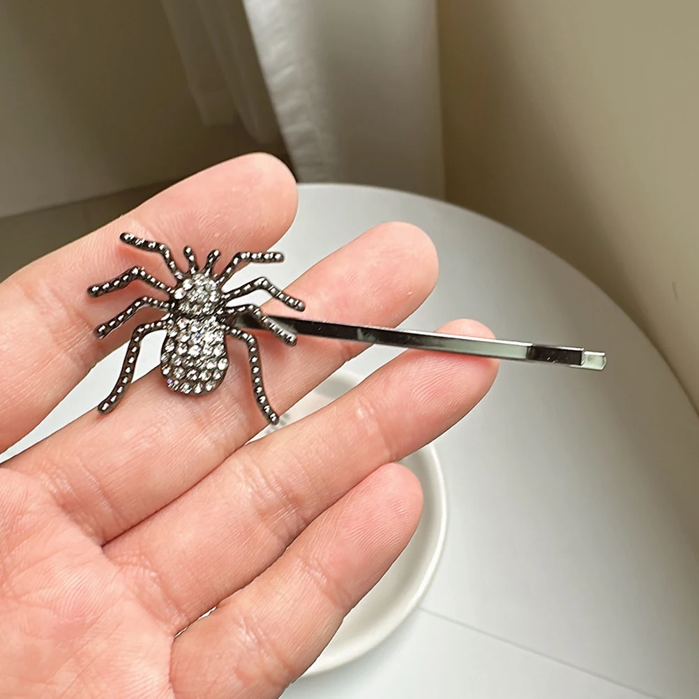 

2Pcs Spider Hairpin Barrette Rhinestones Hair Clips Halloween Accessories Girls Decorative Pins For Party Cosplay
