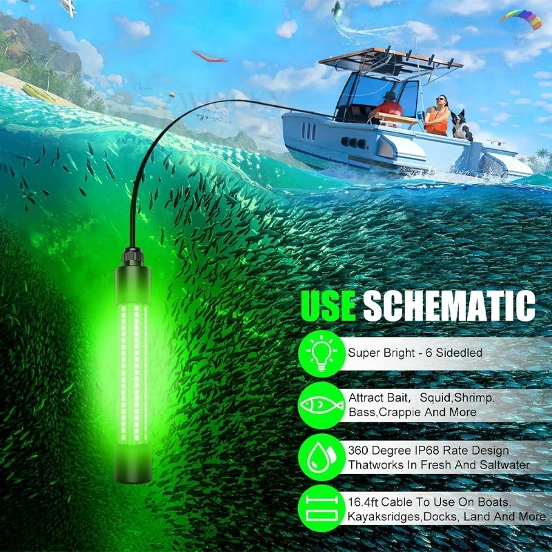 For Makita Fishing Light 18V Battery LED Lure Fish Finder Lamp Ip68 126 leds  Attracts Prawns Squid Krill Underwater Lights