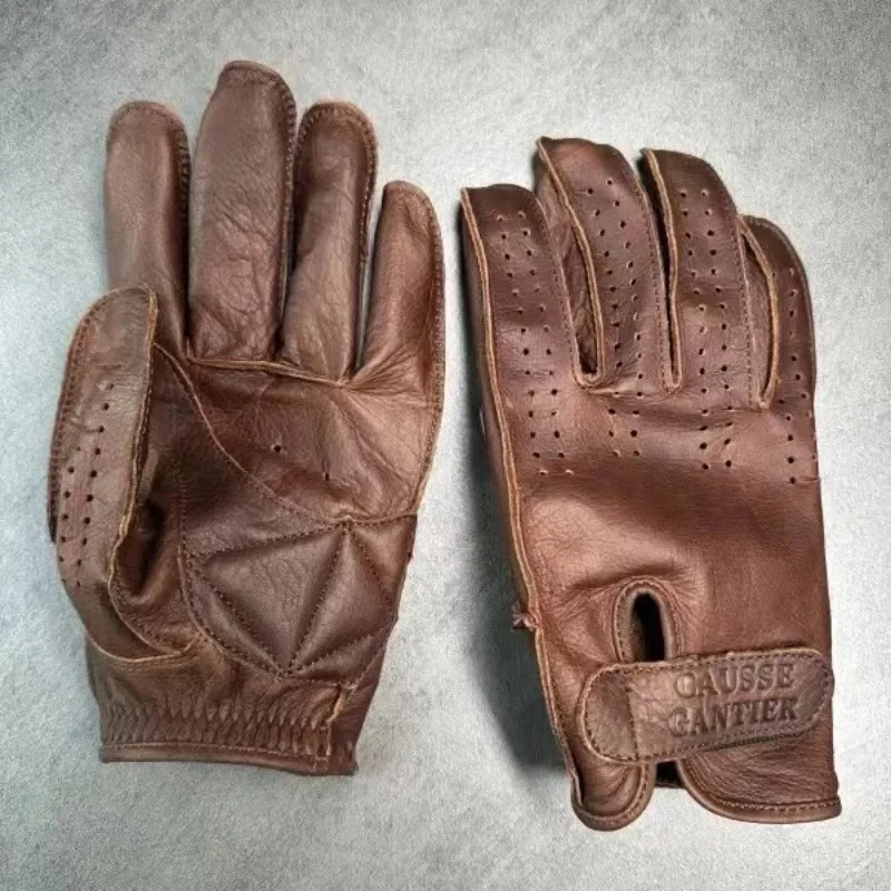 Vintage Cafe Racer & Road Cycling Mens Genuine Cow Leather Motorcycle Gloves Touchscreen Breathable Urban Protective Glove Items