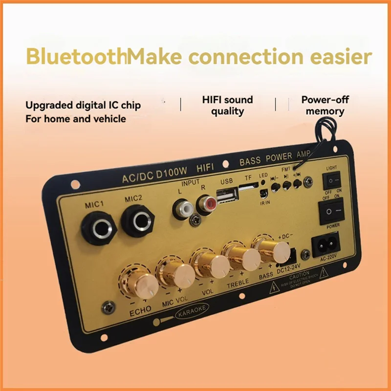 

【HOT】D100W Bluetooth Amplifier Board With Optical Audio Input Hifi Karaoke Amplifier Home/Car Amplifier Board