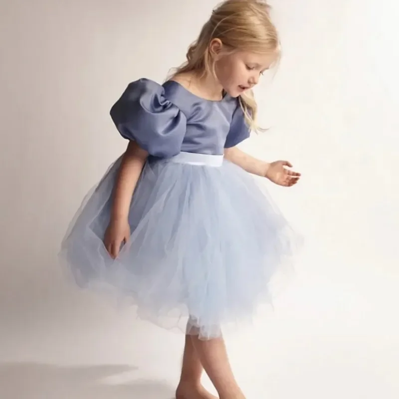 Fashion Baby Girl Princess Tutu Dress Puff Sleeve Infant Toddler Teen Bow Vestido Wedding Party Birthday Xmas Baby Clothes 1-14Y