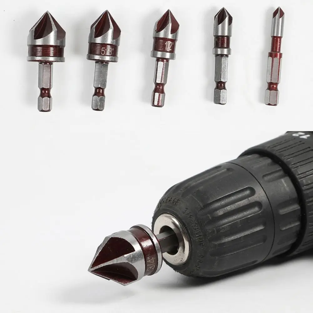 

Hole Opener Chamfer Drill Bit Woodworking Hex Shank Chamfering Tool 82° Countersink Stable Multi-Size Countersink Bits