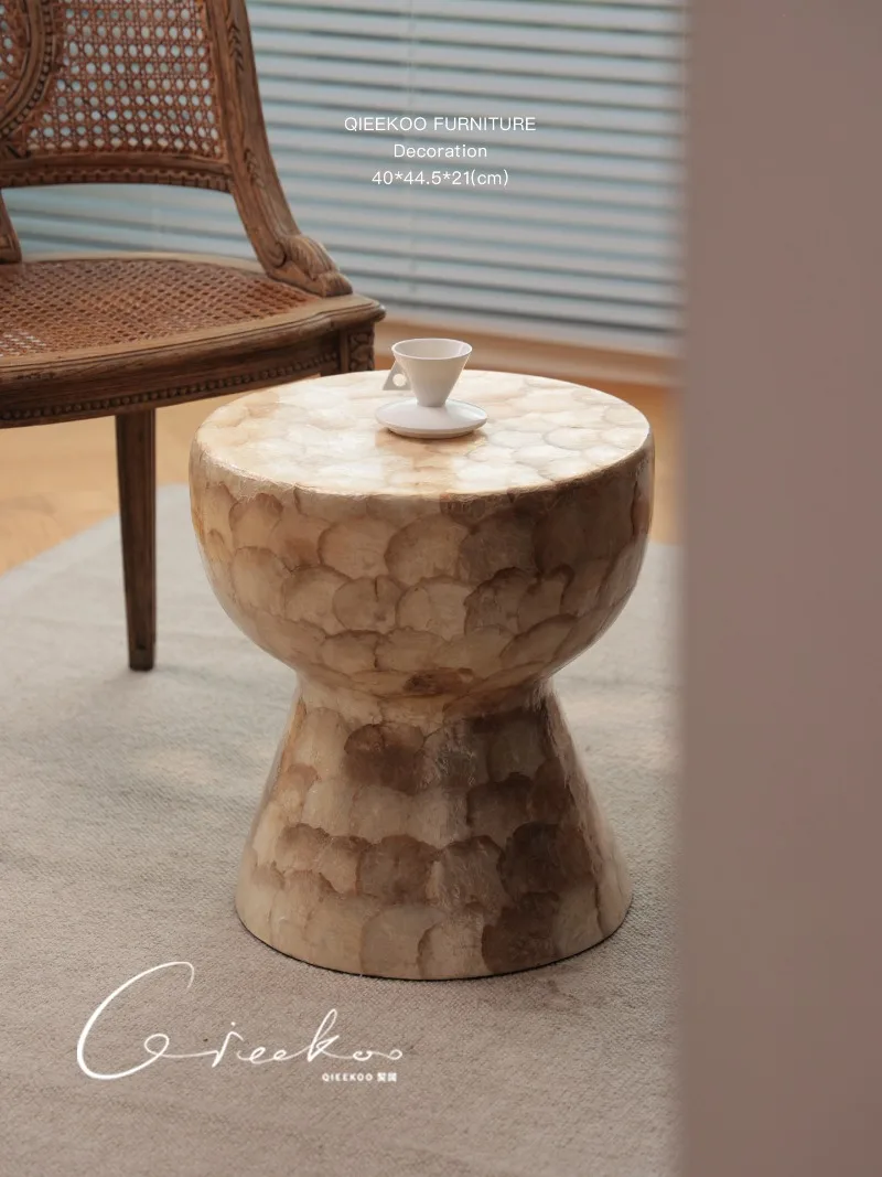 Home living room bedroom handmade golden shell pier few stickers shell art coffee table side table