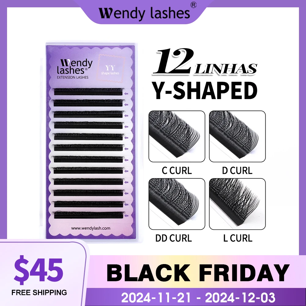 Wendy Lashes YY Shape Eyelashes Extensions Two Tip lashes Hand-woven Brazilian cilia Individual Eyelashes Soft Makeup