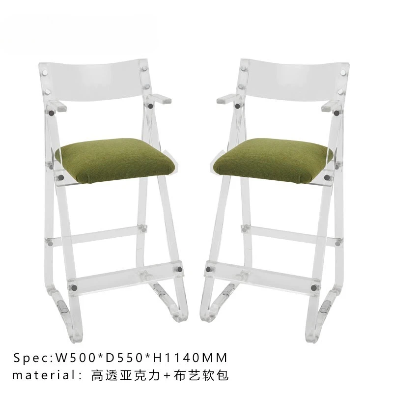 

Simple and Modern High-transparency Acrylic High Chair Living Room Home Backrest Bar Chair Soft Bag Armrest