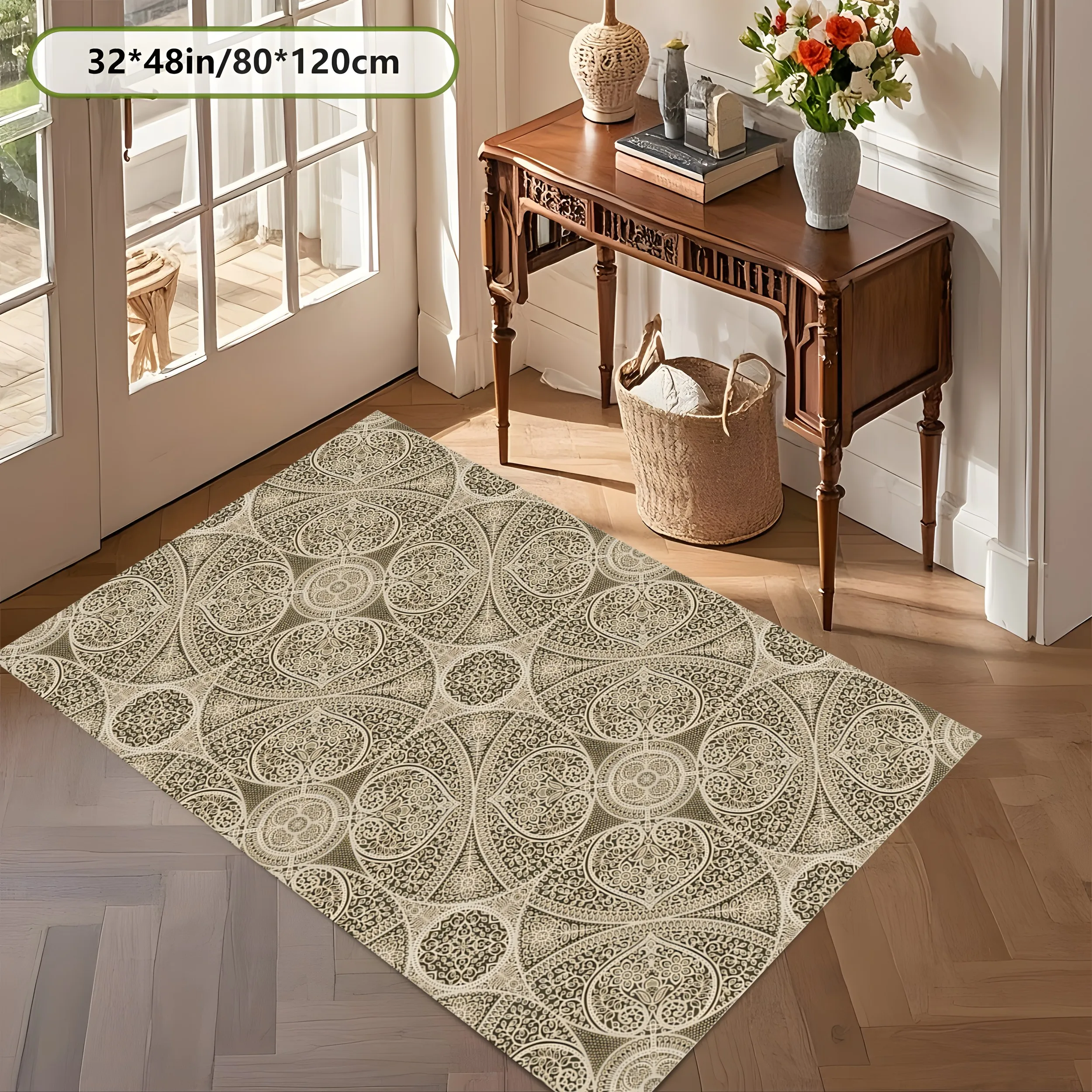 2D Retro Paisley Pattern Rug - European Retro Style, Suitable for Living Room and Bedroom, Instantly Refreshes Autumn/Winter Decor