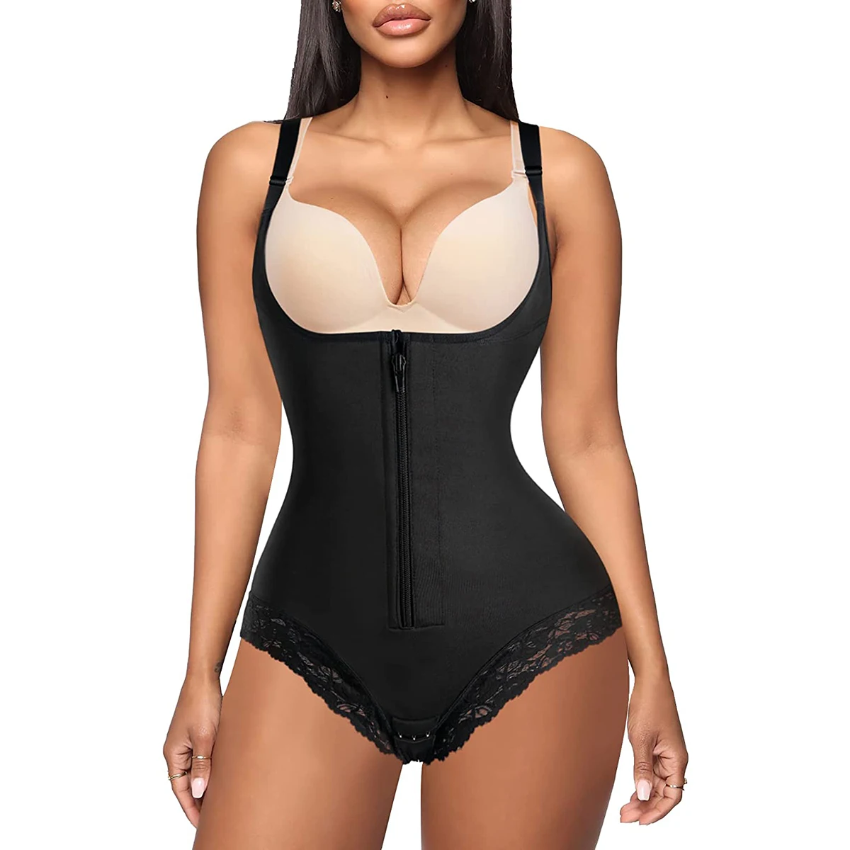 Latex Waist Trainer Corset Reductive Girdle Belly Slimming Sheath Body Shapewear Women Butt Lifter Bodysuit Shaper Zipper Fajas