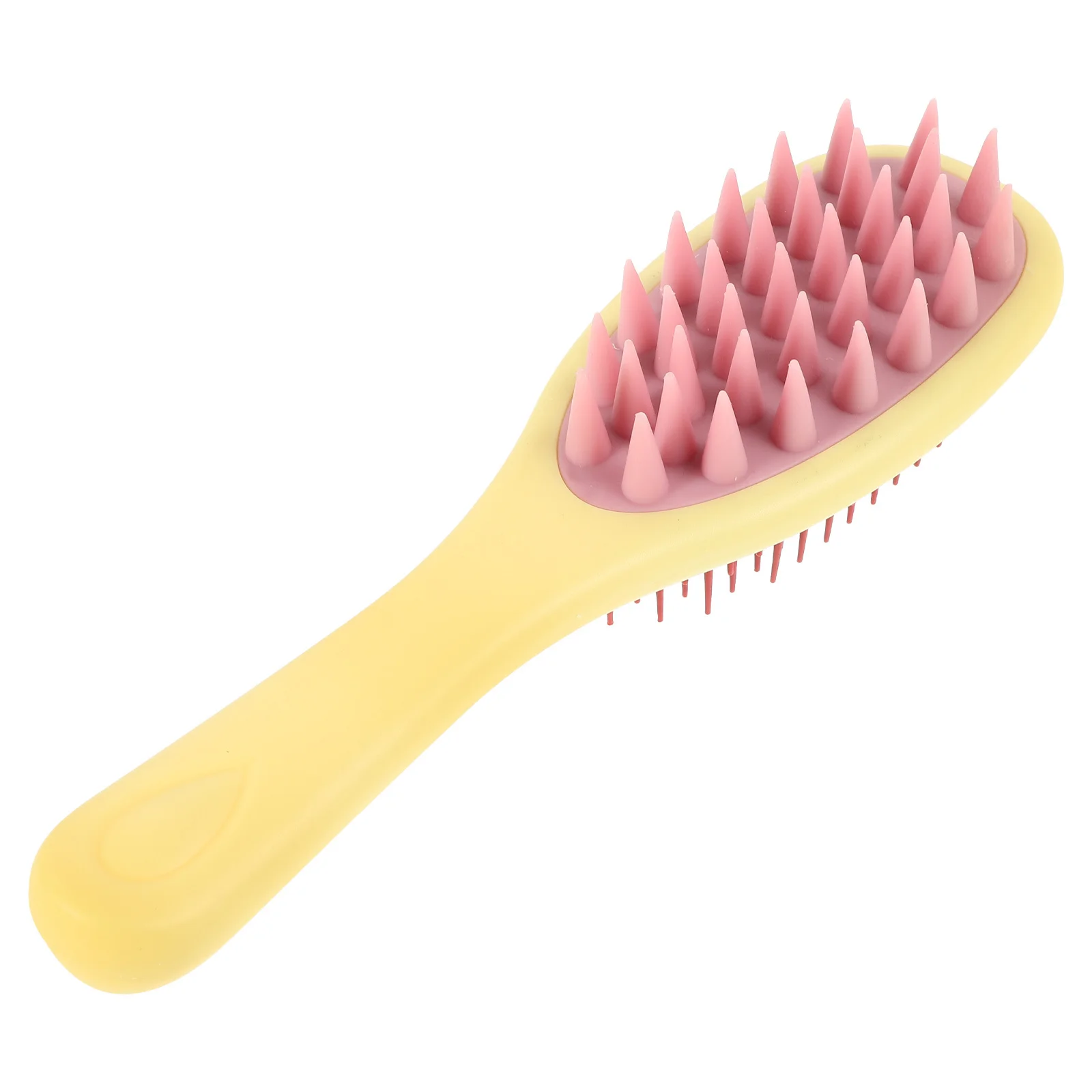 

Yellow Handle Long Handled Shower Brush for Scalp Exfoliation and Body Cleansing Dual Teeth Design for Dandruff Control Hair