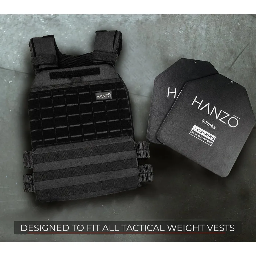 أطباق سترة مرجحة من HANZO بوزن 17.5 رطلًا و29 رطلًا أو 39.5 رطلًا، ألواح فولاذية مطلية بالمسحوق للسترات الموزحة، مقاومة متينة