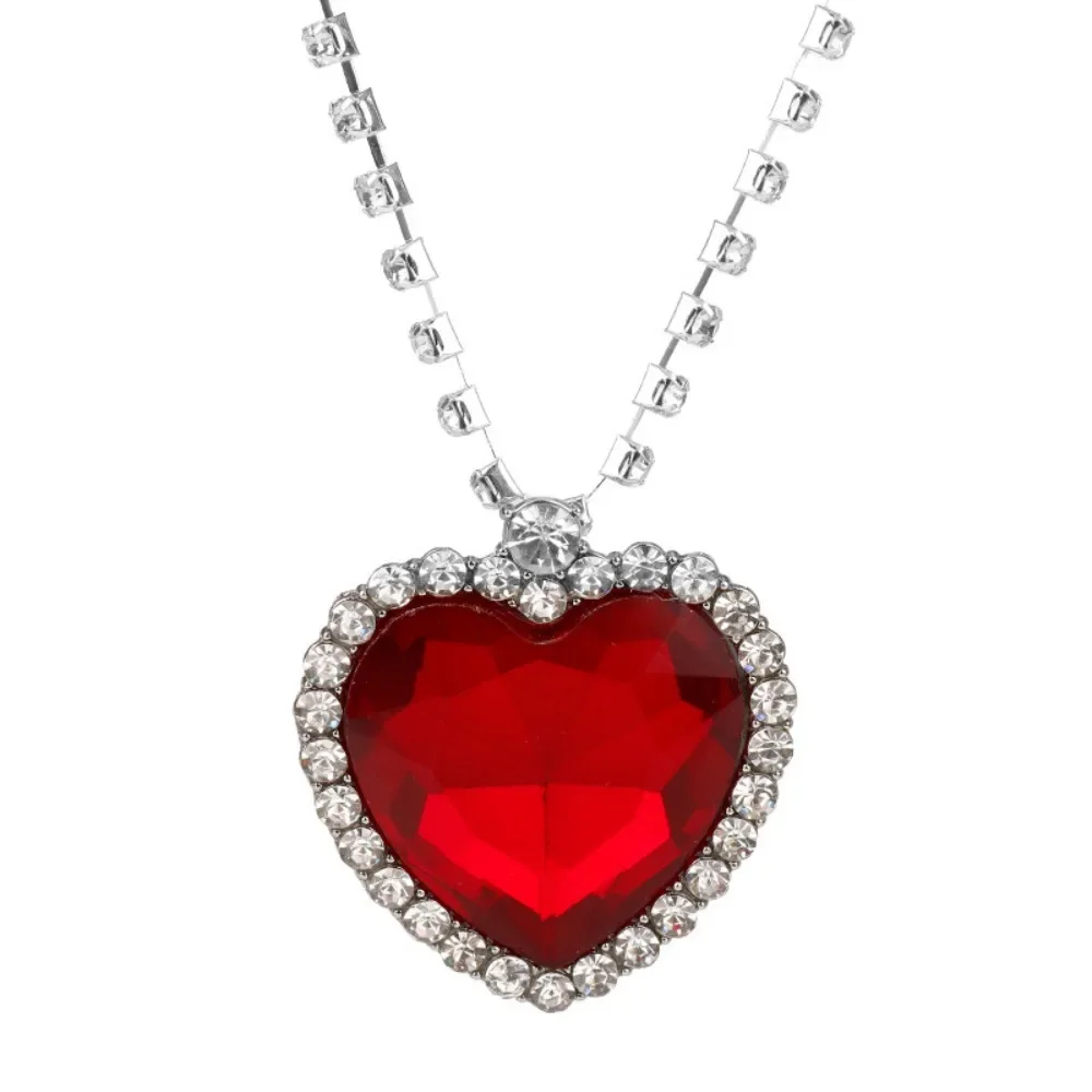 Movie TITANlC Heart of The Ocean Necklace Love Forever Blue Red Crystal Pendants Necklace Women Wedding Jewelry Festivals Gift