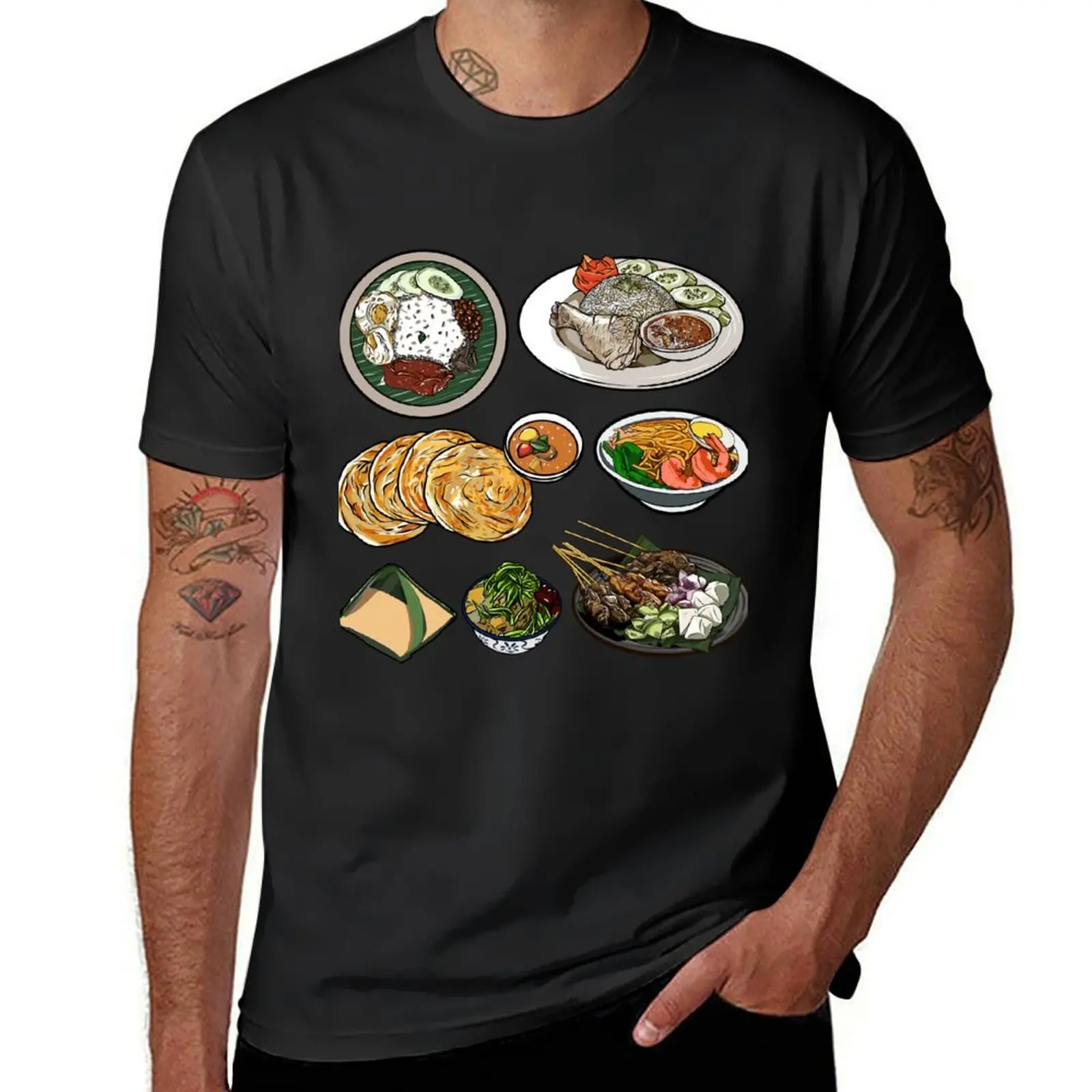 Assorted Malaysian Food - Nasi Lemak, Chicken Rice, Roti Canai, Prawn Noodles, Satay and Cendol T-Shirt