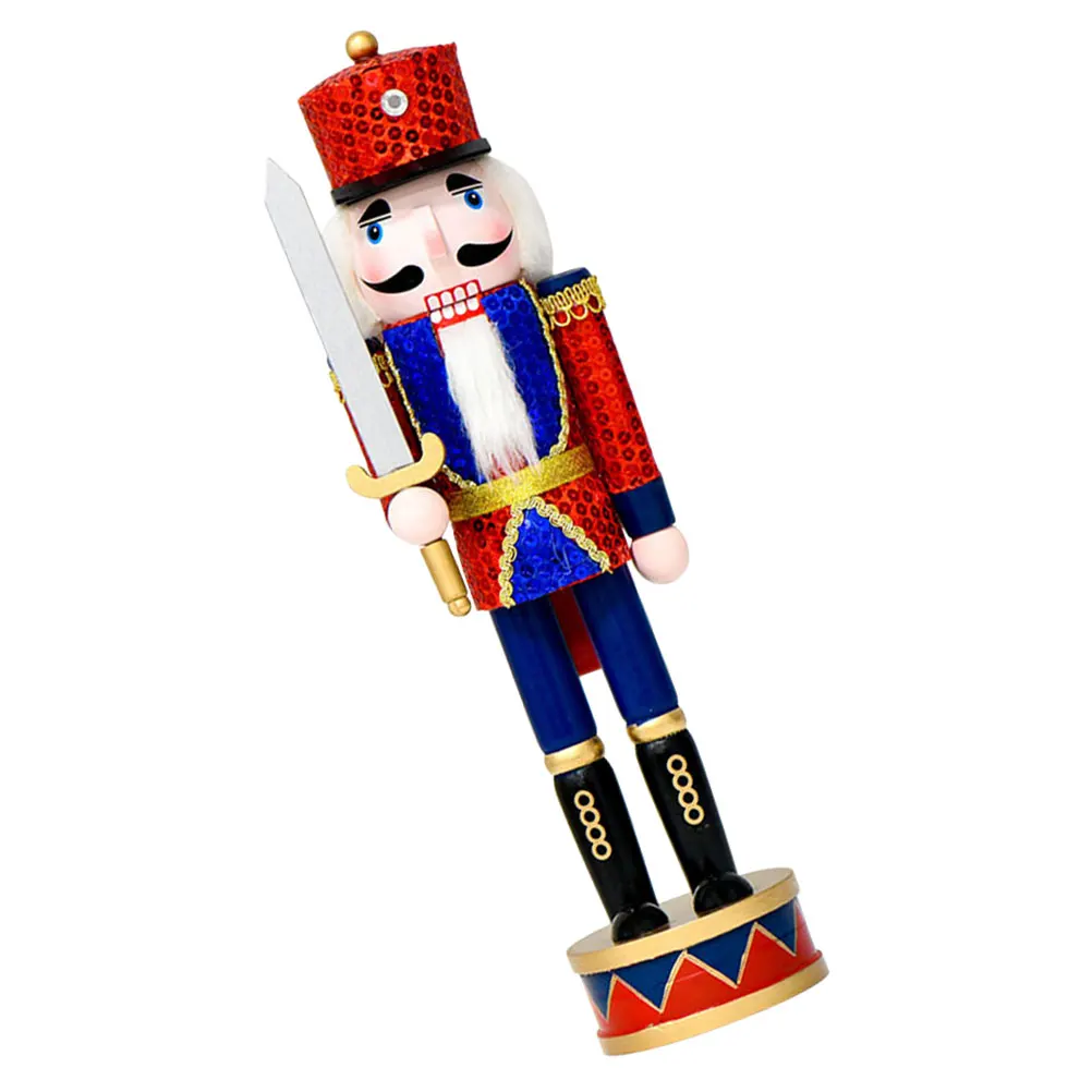 

Christmas Wood Nutcracker Soldier - Handcrafted Decorative Statue with Sparkling Details for Window Sill Party Centerpiece