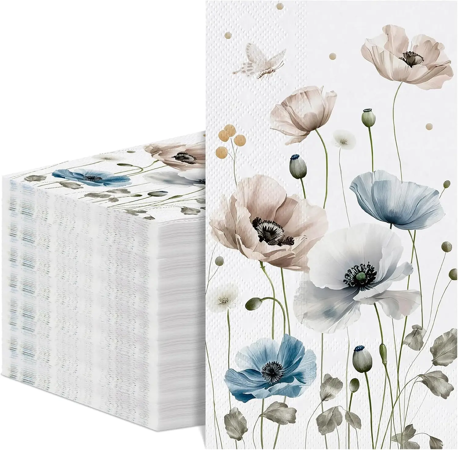 

60 шт. бумажных салфеток с цветочным узором, 2-слойные одноразовые салфетки в стиле бохо с акварельным рисунком для свадьбы, дня рождения, декора вечеринок