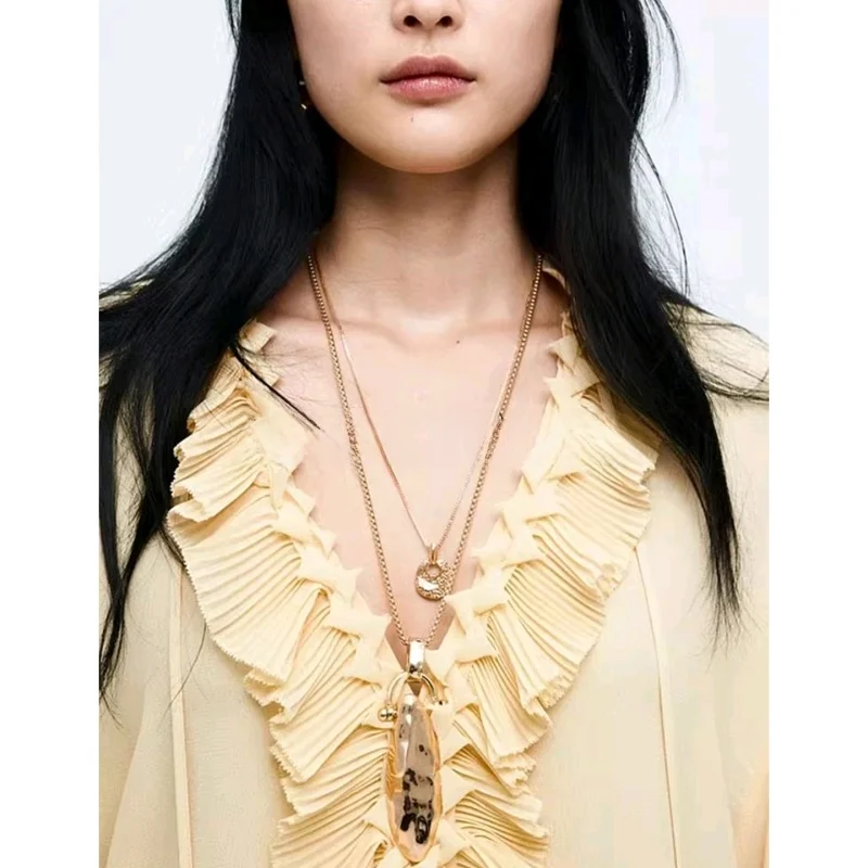 Csa Vestido Fena de Manga Longa Solta com Decote em V Estilo Boêmio Nova Coleção de Verão em Fibra de Poliéster Estilo...