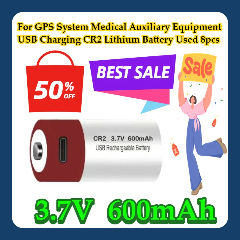 

For GPS System Medical Auxiliary Equipment USB Charging CR2 3.7V 600mAh Lithium Battery Used 8pcs