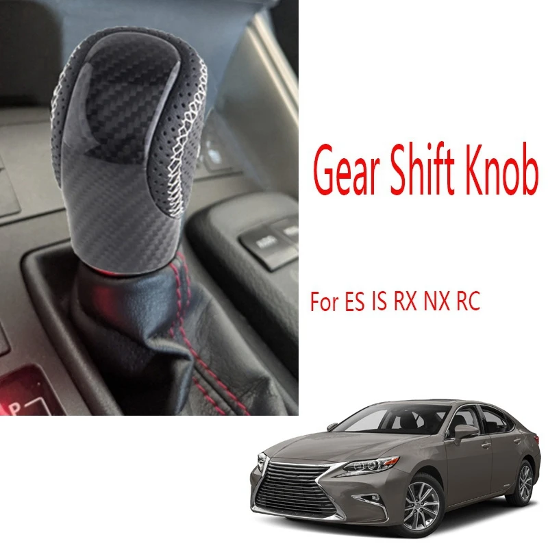 Car Gear Shift Knob Leather Gear Ball Head Stick Shift Lever Knob for Lexus ES IS RX NX RC Universal Carbon Fiber