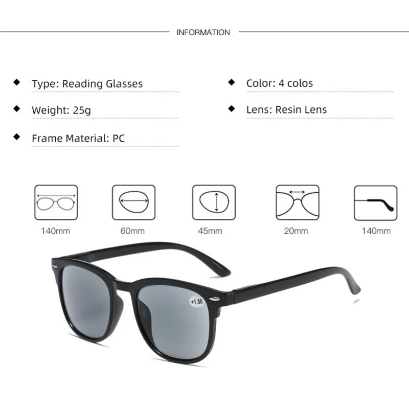 Ahora Classic Oversized Reading Sunglasses For Men Women UV400 Oculos Gray Lens Presbyopia Eyewear 2023 With +1.0 1.5 2.0 2.5 3